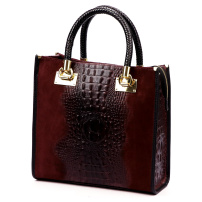 Kožená geantă de mână Luka 26-072 CROCO - burgundy