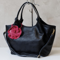 Kožená geantă de mână Luka 26-031 DOLLARO + FLOWER - negru